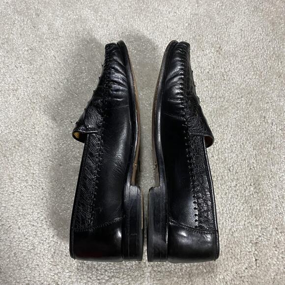 Sandro Moscoloni Ostrich Loafers Mens 7.5 Black Leather Dress Shoes LAQUIL main image 10